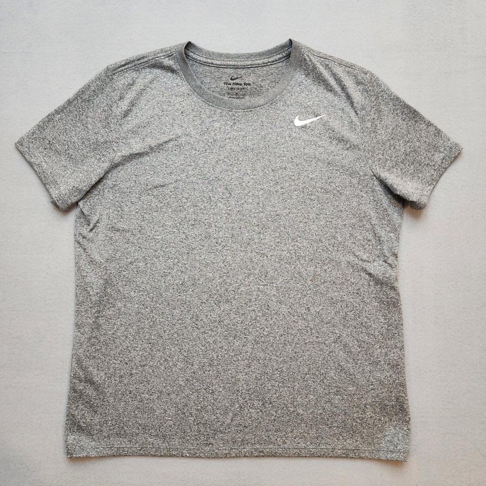Nike Dri-FIT Mens Training T-Shirt Grey Heather Short Sleeve Swoosh Size M